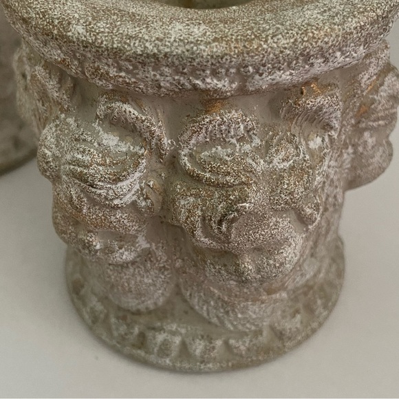 Vintage 3D Cherub face all around Candlestick Holder statue figurine 1980s 90s - Picture 9 of 13